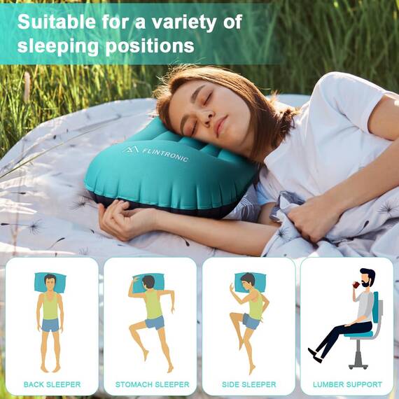 flintronic Aufblasbare Camping Kissen, TPU Ultraleicht Aufblasbares Kissen für Strand, Wasserfest Komprimierbar Bequem Aufblasbar Kopfkissen Strandkissen für Outdoor