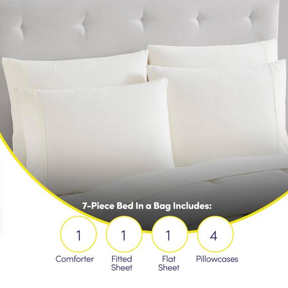 Bettwäsche-Set für King-Size-Betten – 7-teilige Bettwäsche-Kollektion – 1 Steppdecke, 1 Spannbetttuch, 1 flach, 4 Kissenbezüge – Tiefe Tasche – weich und atmungsaktiv – ideal für alle Jahreszeiten,