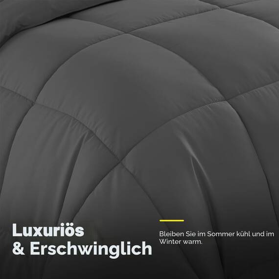 Queen-Bettwäsche-Set mit Laken – 7-teilige Bettwäsche-Kollektion – 1 Steppdecke, 1 Spannbetttuch, 1 flach, 4 Kissenbezüge – Tiefe Tasche – weich und atmungsaktiv – ideal für alle Jahreszeiten, Grau