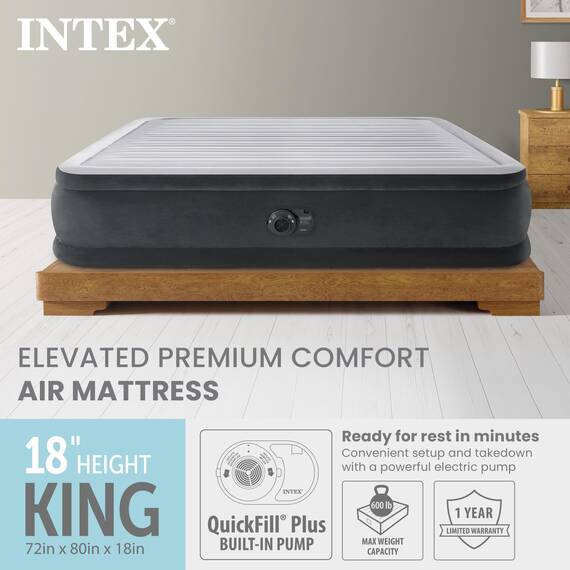 Intex Dura Beam Plus Series Luftmatratze mit integrierter Pumpe, Kingsize-Bett