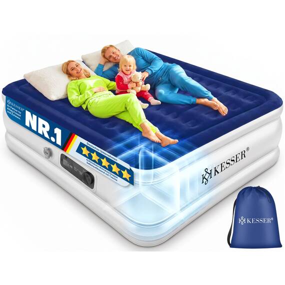 KESSER® Aufblasbare Matratze Luftbett Selbstaufblasend Gästebett mit eingebauter elektrischer Pumpe, Luftmatratze für Camping oder Heimgebrauch Mit Tasche, geeignet für 2 Person - 203 x 152,5 x 51cm