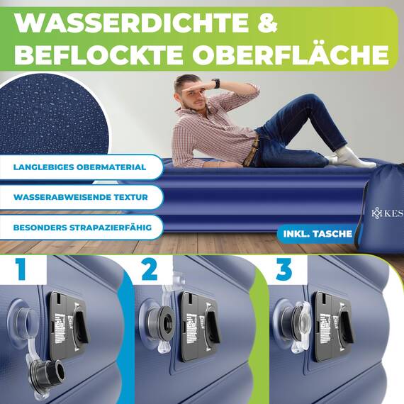 KESSER® Aufblasbare Matratze Luftbett Selbstaufblasend Gästebett mit eingebauter elektrischer Pumpe, Luftmatratze für Camping oder Heimgebrauch Mit Tasche, geeignet für 1 Person - 203 x 95 x 51cm