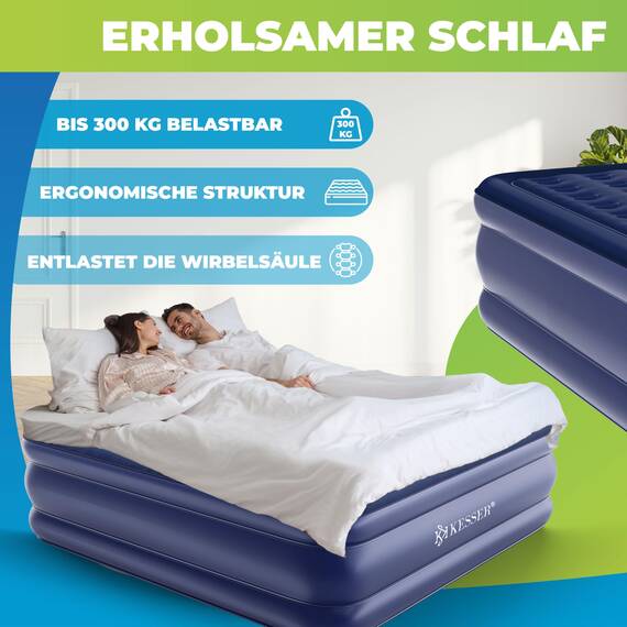 KESSER® Aufblasbare Matratze Luftbett Selbstaufblasend Gästebett mit eingebauter elektrischer Pumpe, Luftmatratze für Camping oder Heimgebrauch Mit Tasche, geeignet für 2 Person - 203 x 152,5 x 51cm