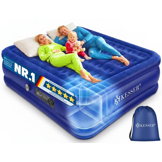 KESSER® Aufblasbare Matratze Luftbett Selbstaufblasend Gästebett mit eingebauter elektrischer Pumpe, Luftmatratze für Camping oder Heimgebrauch Mit Tasche, geeignet für 2 Person - 203 x 152,5 x 51cm