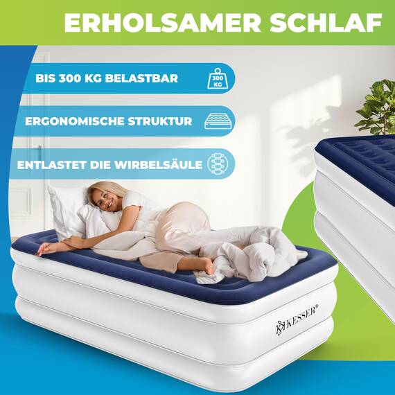 KESSER® Aufblasbare Matratze Luftbett Selbstaufblasend Gästebett mit eingebauter elektrischer Pumpe, Luftmatratze für Camping oder Heimgebrauch Mit Tasche, geeignet für 1 Person - 203 x 95 x 51cm