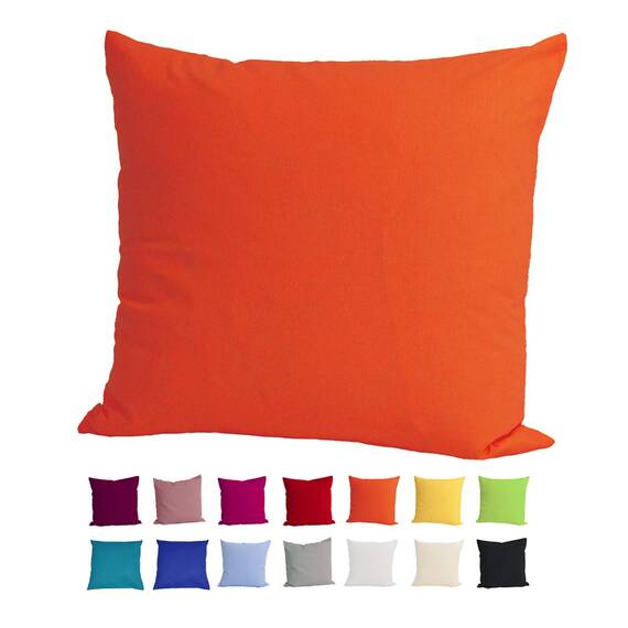 beties Basic Kissenbezug ca. 40x40 cm Kissenhülle 100% Baumwolle in vielen fröhlichen Uni-Farben (orange)