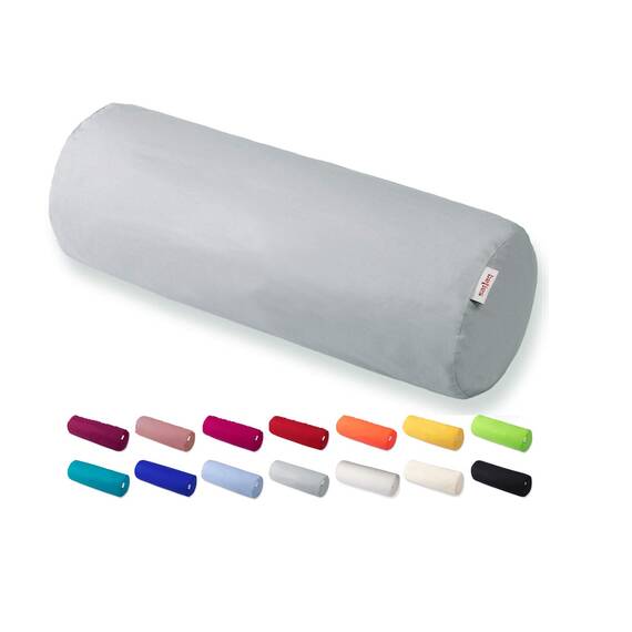 beties Basic Nackenrollenbezug ca. 15x40 cm Kissenhülle 100% Baumwolle in vielen fröhlichen Uni-Farben (grau)