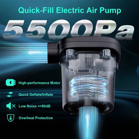 Elektrische Luftpumpe, schnell füllende Luftpumpe für Schlauchboote, tragbare Luftmatratzenpumpe mit 3 Düsen, elektrische Pumpe AC110-120 V für Betten, aufblasbares Kissen, Sofa, Pool-Schwimmer