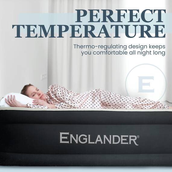 Englander Erste Mikrofaser Luftmatratze, Mikrofaser Airbed Mit Einbaupumpe Schwarz/Creme Top Zwilling