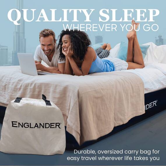 Englander Erste Mikrofaser Luftmatratze, Mikrofaser Airbed Mit Einbaupumpe Schwarz/Creme Top Zwilling