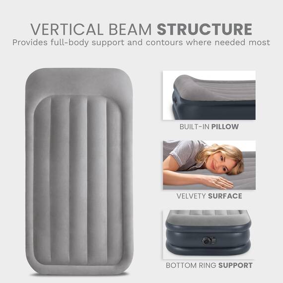 Intex Dura-Beam Standard Series Deluxe Kissenauflage, erhöhtes Luftbett mit interner Pumpe, Doppelbett
