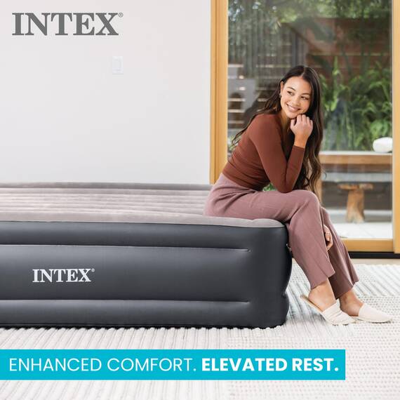 Intex Dura-Beam Standard Series Deluxe Kissenauflage, erhöhtes Luftbett mit interner Pumpe, Doppelbett