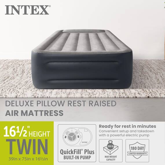 Intex Dura-Beam Standard Series Deluxe Kissenauflage, erhöhtes Luftbett mit interner Pumpe, Doppelbett