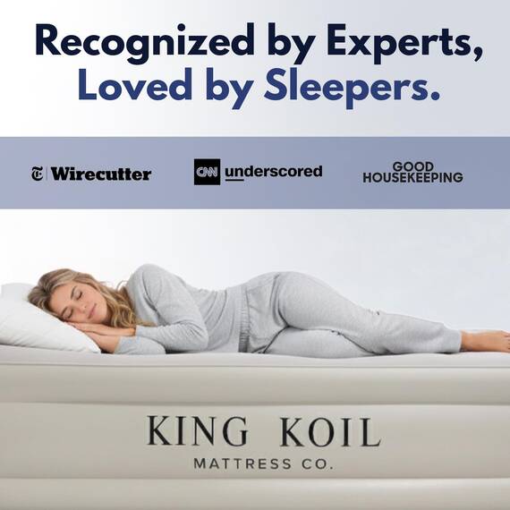 King Koil Luxuriöse California King Luftmatratze mit integrierter Pumpe für Zuhause, Camping und Gäste – 50,8 cm große aufblasbare Luftmatratze für Doppelbett, hoch verstellbar, langlebig,