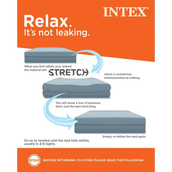 Intex 64108E Dura-Beam Standard Prestige Luftmatratze: Fiber-Tech – volle Größe – 25,4 cm Betthöhe – 272,2 kg Tragkraft – Pumpe separat erhältlich