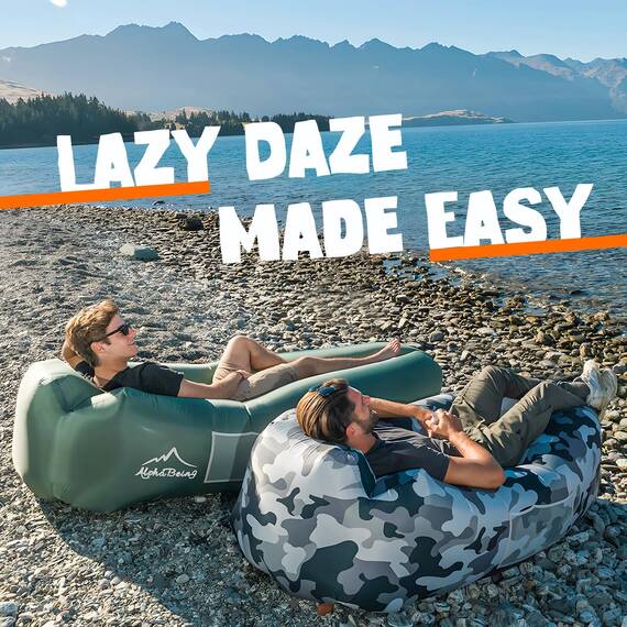 AlphaBeing Aufblasbare Liege, Strandkorbzubehör, Luftsofa, Hängematte, Aufblasbare Couch für Camping, Hinterhof oder See mit Kompressionskammern, Ideale Outdoor-Geschenke für Erwachsene