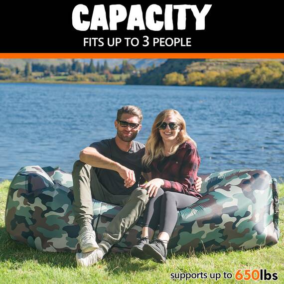 AlphaBeing Aufblasbare Liege, Strandkorbzubehör, Luftsofa, Hängematte, Aufblasbare Couch für Camping, Hinterhof oder See mit Kompressionskammern, Ideale Outdoor-Geschenke für Erwachsene