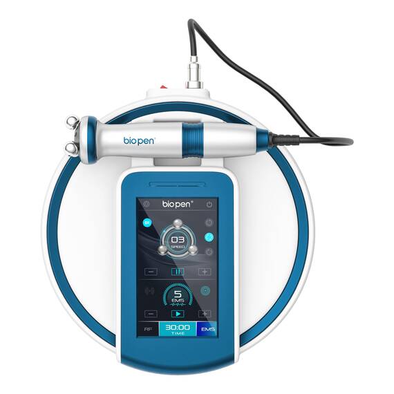ERBILON Bio Pen T6 — Professionelles Anti-Aging Gerät | EMS Mikrostrom + RF Radiofrequenz + LED Licht | 360° Rotation | Hautstraffung für Gesicht Hals Körper | CE-zertifiziert