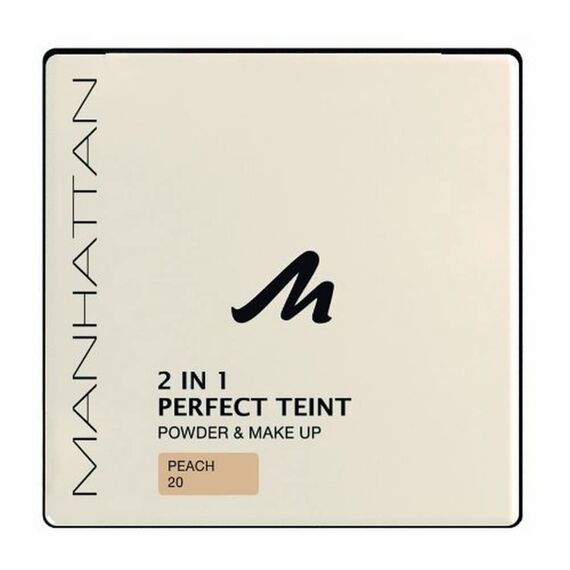 Manhattan 2 in 1 Perfect Teint Powder – Puder und Make-up in einem für einen absolut ebenmäßigen Teint – Farbe Peach 20 – 1 x 9g