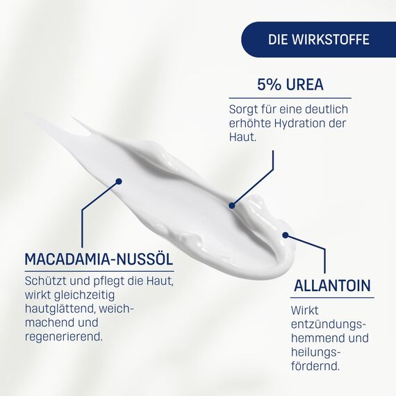 Eubos | 5% UREA Nachtcreme | 50ml| für trockene Haut | Hautvertäglichkeit dermatologisch bestätigt | Verbesserung Hydratationsfähigkeit der Haut | Spezial-Pflegecreme