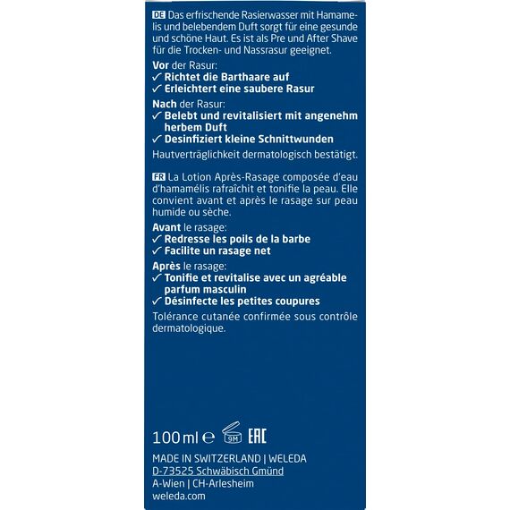 WELEDA Bio FOR MEN Rasierwasser - Naturkosmetik Pre Shave & After Shave erfrischt und belebt die Haut vor und nach der Trocken- und Nass-Rasur, pflegt & desinfiziert kleine Schnittwunden (1 x 100 ml)
