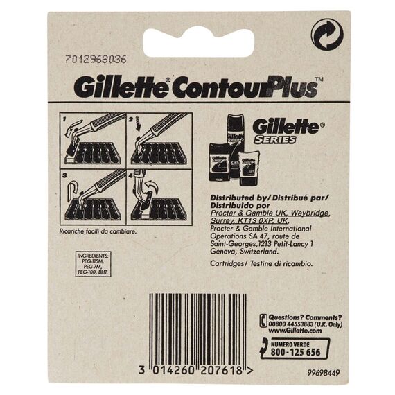 Gillette ContourPlus Rasierklingen für Rasierer Herren, 10 Ersatzklingen für Nassrasierer mit schwenkbarer Doppelklinge