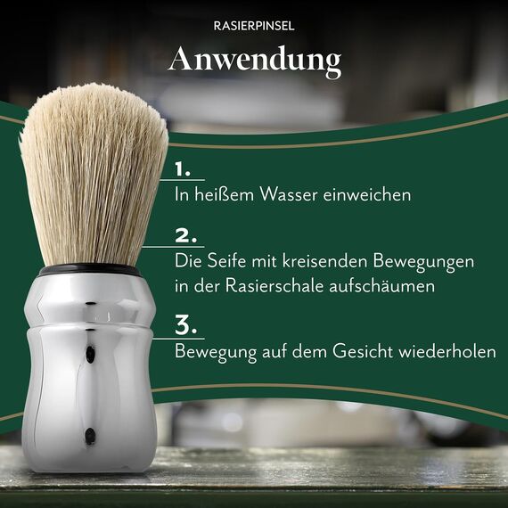 Proraso Rasierpinsel, Professioneller Rasurpinsel mit Naturborsten und verchromtem Kunststoffgriff für die Verwendung mit Proraso Rasiercreme, Made in Italy
