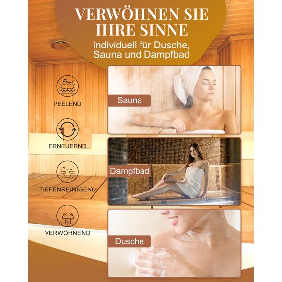 Frankonia BATH & SPA Sauna Salz Peeling Honig Mandel – 400 g Meersalz-Körperpeeling mit Jojobaöl & Vitamin E – Dusch- & Body Scrub für alle Hauttypen – Vegan & ohne Parabene – ohne Microplastik
