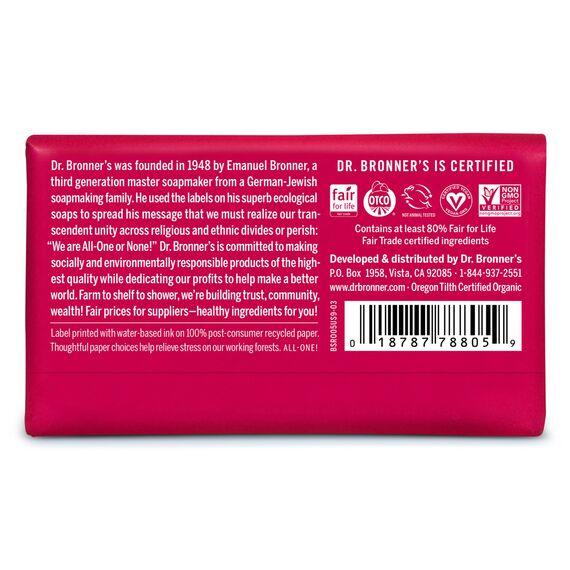 Dr. Bronner Organic Rose Pure-Castile Bar Soap 140g