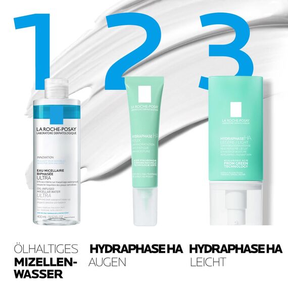 La Roche Posay Intensiv hydratisierende Augenpflege für empfindliche Haut, 72 Stunden Feuchtigkeit, Mit biofermentierter Hyaluronsäure und Thermalwasser, Ohne Alkohol, Hydraphase HA Augen, 15 ml