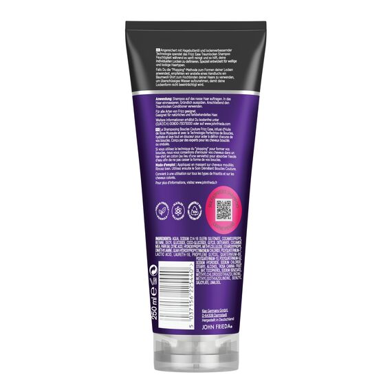 John Frieda Frizz Ease Traumlocken Shampoo - 1er Pack (1 x 250 ml) - reinigt und spendet Feuchtigkeit - definiert und verstärkt Locken - mit Abyssinian-Öl