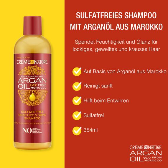 Creme of Nature Arganöl Sulfatfreies Feuchtigkeits- und Glanzshampoo, 350 ml