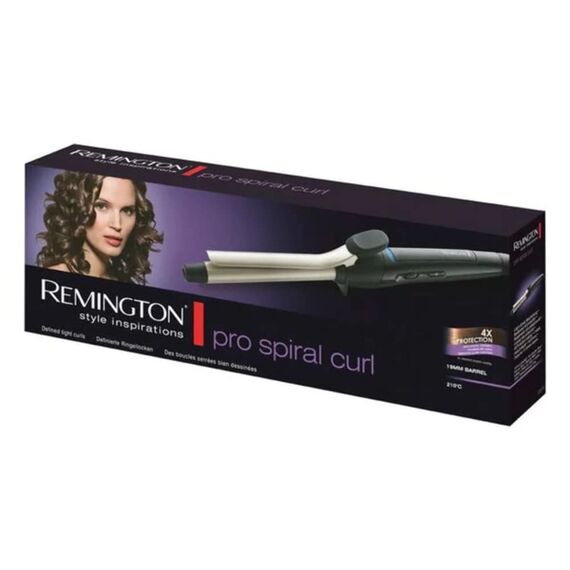 Remington Lockenstab Pro Spiral Curl CI5319, 19 mm für definierte Ringellocken, antistatische Keramik-Turmalin-Beschichtung, schwarz/creme