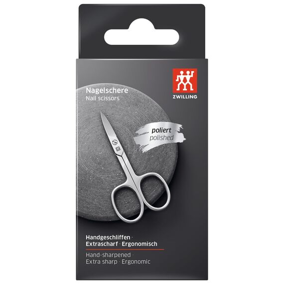 ZWILLING Nagelschere (Leicht gebogene Schneide, Schere für Hände und Füße, hypoallergen), Poliert, Silber, 90 mm