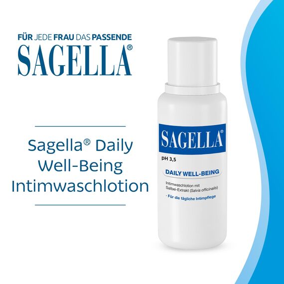 SAGELLA pH 3,5 – DAILY WELL-BEING: Intimwaschlotion mit Milchsäure und Salbei-Extrakt für die tägliche Intimpflege, 100 ml