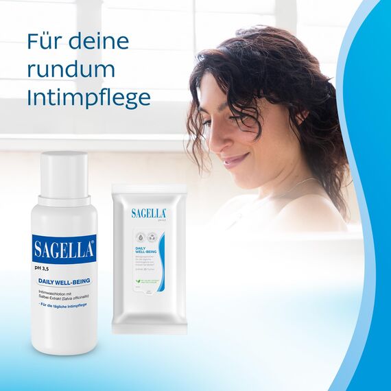 SAGELLA pH 3,5 – DAILY WELL-BEING: Intimwaschlotion mit Milchsäure und Salbei-Extrakt für die tägliche Intimpflege, 500 ml