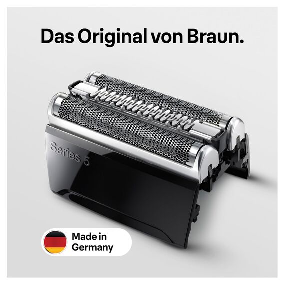 Braun Series 5 Elektrorasierer Scherkopf 52B – ORIGINAL Ersatzscherteil und Rasierer Zubehör vom Hersteller – Made in Germany, Kompatibel mit Braun Series 5 Rasierern, Schwarz – 1er Pack