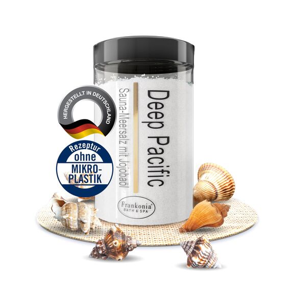 Frankonia BATH & SPA Sauna Salz Peeling Deep Pacific – 400 g Meersalz-Körperpeeling mit Jojobaöl & Vitamin E – Dusch- & Body Scrub für alle Hauttypen – Vegan & ohne Parabene – ohne Microplastik