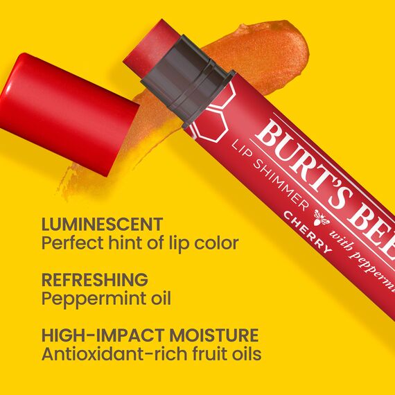 Burt´s Bees Tinted Lip Shimmer Cherry (Lippgloss, für glänzendes finish, mit Pfefferminzgeschmack, Pflege, natürliche Inhaltsstoffe) 500235