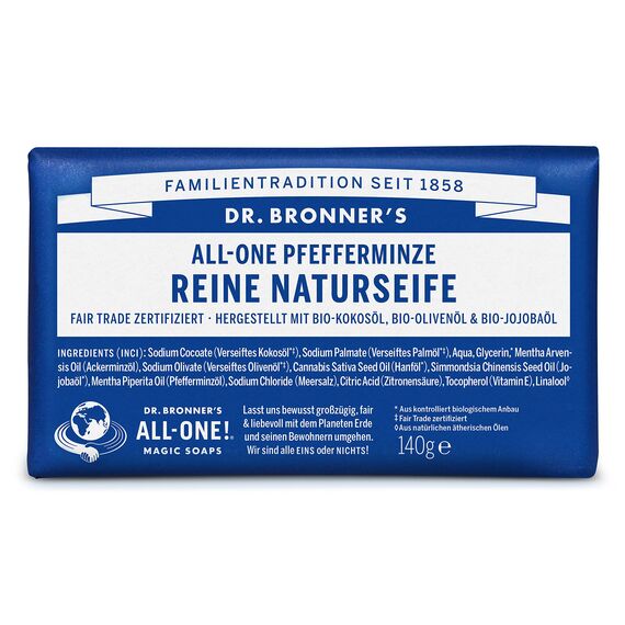 Dr Bronner's Peppermint Pure Castile Bar Soap 140 gr