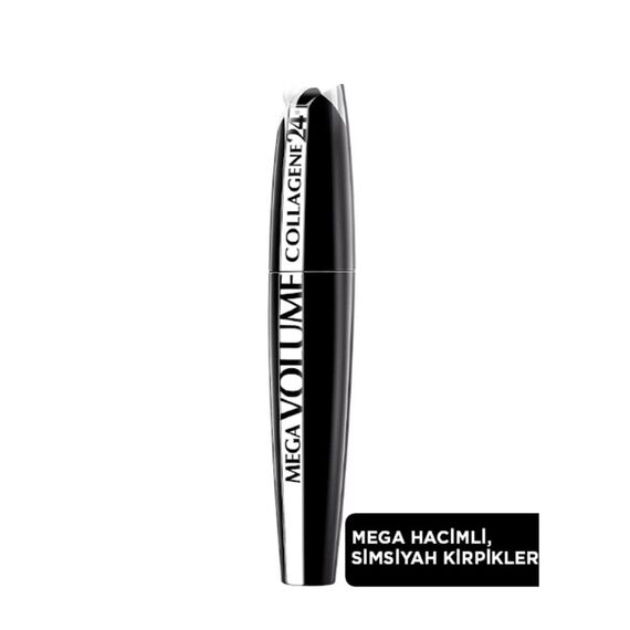 L'Oréal Paris Mega Volume Collagene 24h Mascara, schwarz - Wimperntusche für mega voluminöse Wimpern - 1er Pack (1 x 9 ml)