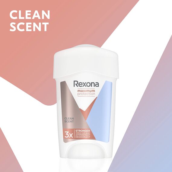 Rexona Women Maximum Protection Anti Transpirant Deo Creme Clean Scent Deodorant mit 96 Stunden Schutz gegen starkes Schwitzen und Geruch mit 3x Schutz bei Stress, Hitze & Bewegung 45 ml