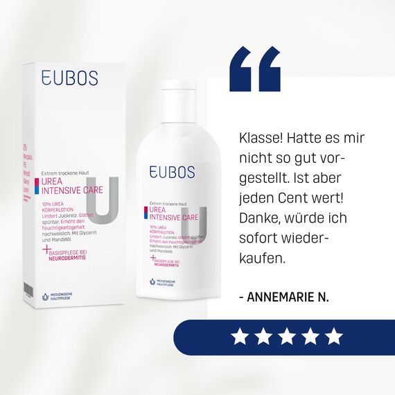 Eubos | 10% UREA Körperlotion | 200ml | für trockene Haut | Hautvertäglichkeit dermatologisch bestätigt | Verbesserung Hydratationsfähigkeit der Haut | Spezial-Pflegecreme
