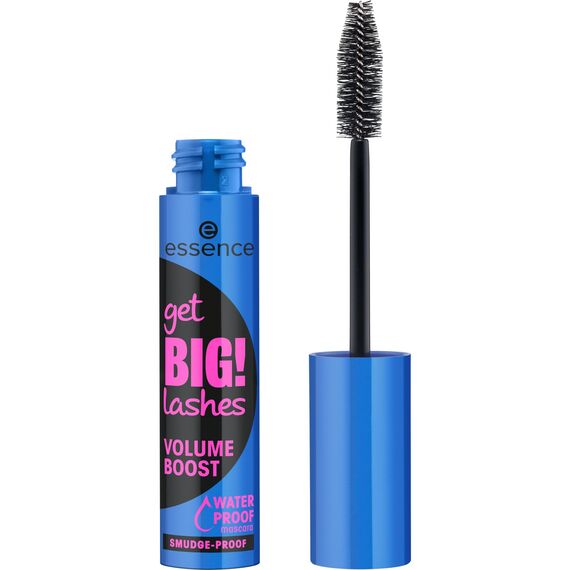essence get BIG! lashes VOLUME BOOST WATERPROOF mascara, Schwarz, langanhaltend, volumengebend, schwunggebend, vegan, wasserfest, ohne Mikroplastikpartikel, Nanopartikel frei, 1er Pack (12ml)