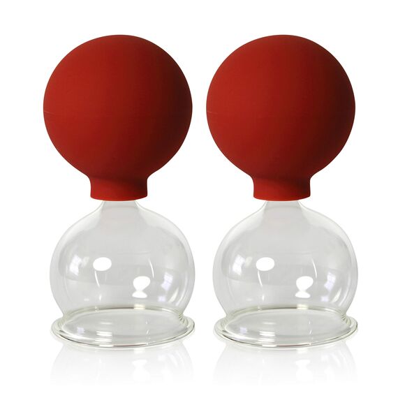 Lauschaer Glas Schröpfgläser mit Ball 2 Stück 50 mm zum professionellen, medizinschen, feuerlosen Schröpfen, Schröpfglas, Schröpfgläser