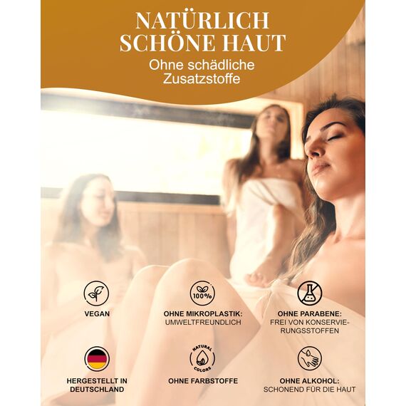 Frankonia BATH & SPA Sauna Salz Peeling Sandelholz – 400 g Meersalz-Körperpeeling mit Jojobaöl & Vitamin E – Dusch- & Body Scrub für alle Hauttypen – Vegan & ohne Parabene