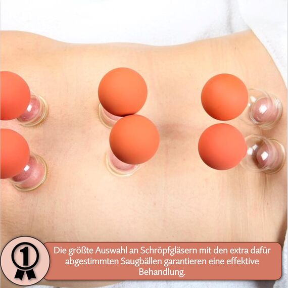 Lauschaer Glas Schröpfgläser mit Ball 2 Stück 50 mm zum professionellen, medizinschen, feuerlosen Schröpfen, Schröpfglas, Schröpfgläser