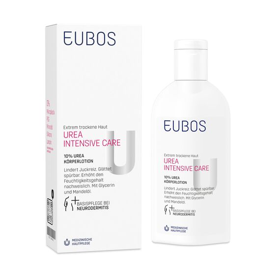 Eubos | 10% UREA Körperlotion | 200ml | für trockene Haut | Hautvertäglichkeit dermatologisch bestätigt | Verbesserung Hydratationsfähigkeit der Haut | Spezial-Pflegecreme