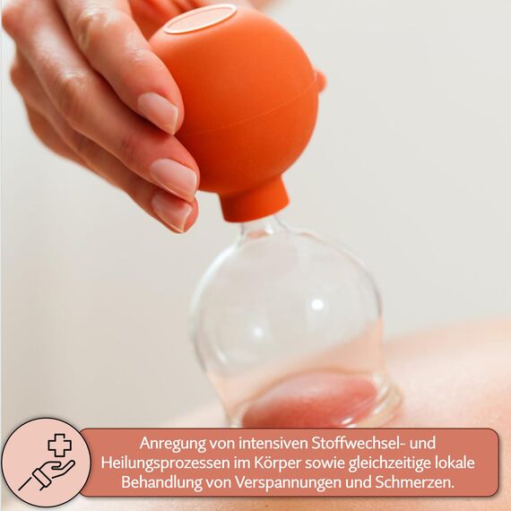 Lauschaer Glas Schröpfgläser mit Ball 2 Stück 50 mm zum professionellen, medizinschen, feuerlosen Schröpfen, Schröpfglas, Schröpfgläser