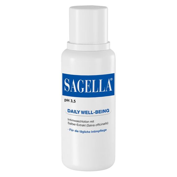 SAGELLA pH 3,5 – DAILY WELL-BEING: Intimwaschlotion mit Milchsäure und Salbei-Extrakt für die tägliche Intimpflege, 250 ml